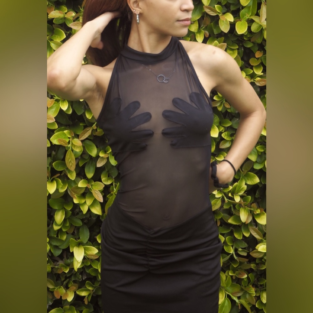 Handprint Mesh Dress